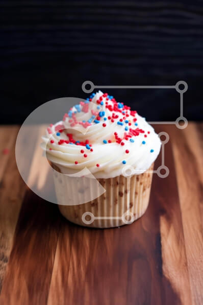 Σετ των 2 Intra Συλλεκτικό Ξύλινο Παζλ Plywood  4mm - Cupcake 4ης Ιουλίου με κόκκινα, λευκά και μπλε πασπαλίσματα Σε Ξύλινο Κουτί - Διαστάσεις: 10x10 cm – 25 κομμάτια