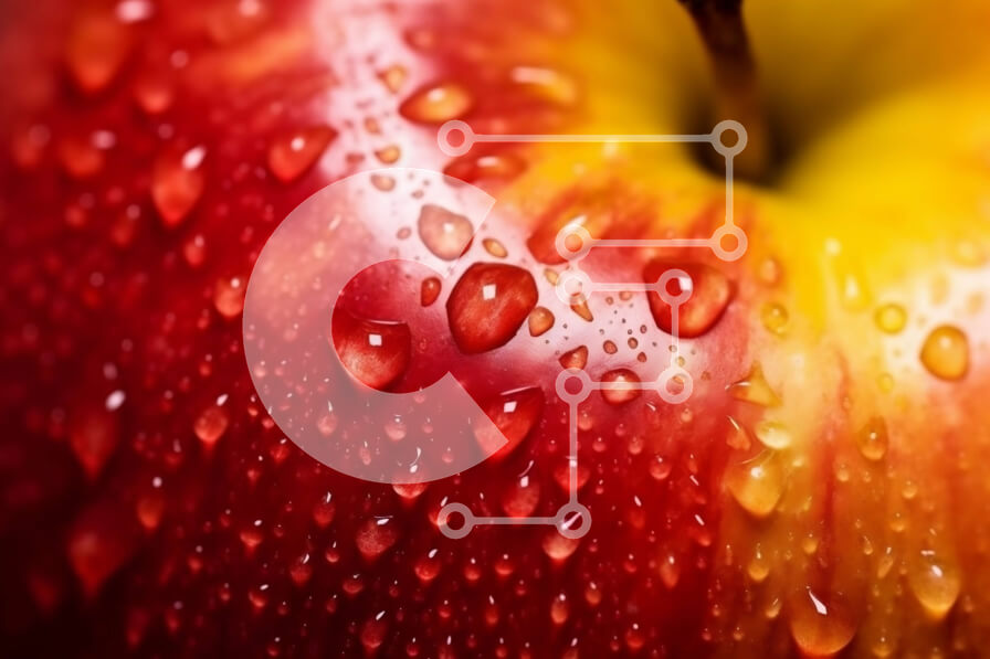 Σετ των 2 Intra Συλλεκτικό Ξύλινο Παζλ Plywood  4mm - Όμορφη κοντινή λήψη ενός μήλου με σταγονίδια νερού Σε Ξύλινο Κουτί - Διαστάσεις: 10x10 cm – 25 κομμάτια