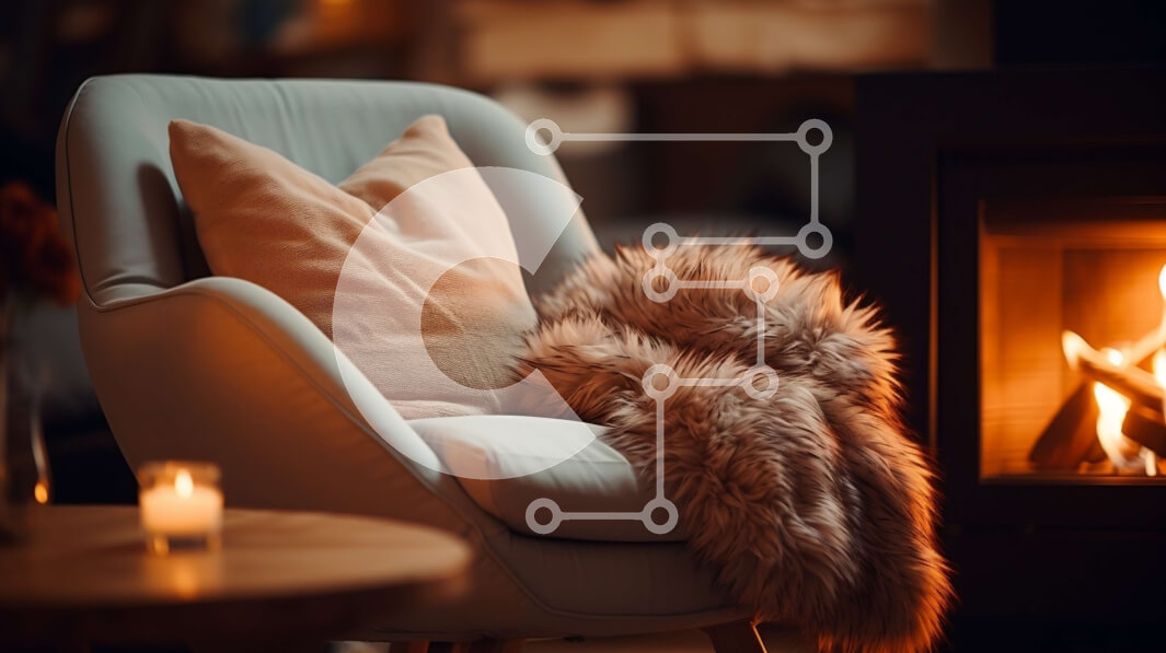 Intra Συλλεκτικό Ξύλινο Παζλ Plywood  4mm - Άνετο σαλόνι με τζάκι και άνετη καρέκλα Σε Ξύλινο Κουτί - Διαστάσεις Puzzle: 10x10 cm – 25 κομμάτια