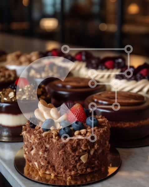 Σετ των 2 Intra Συλλεκτικό Ξύλινο Παζλ Plywood  4mm - Απολαύστε νόστιμα διάφορα επιδόρπια διακοσμημένα με φρούτα, ξηρούς καρπούς και σοκολάτα Σε Ξύλινο Κουτί - Διαστάσεις: 10x10 cm – 25 κομμάτια