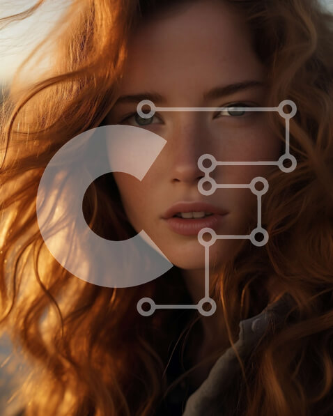 Intra Συλλεκτικό Ξύλινο Παζλ Plywood  4mm - Εκπληκτικό πορτρέτο μιας γυναίκας με σγουρά κόκκινα μαλλιά και πράσινα μάτια Σε Ξύλινο Κουτί - Διαστάσεις Puzzle: 10x10 cm – 25 κομμάτια