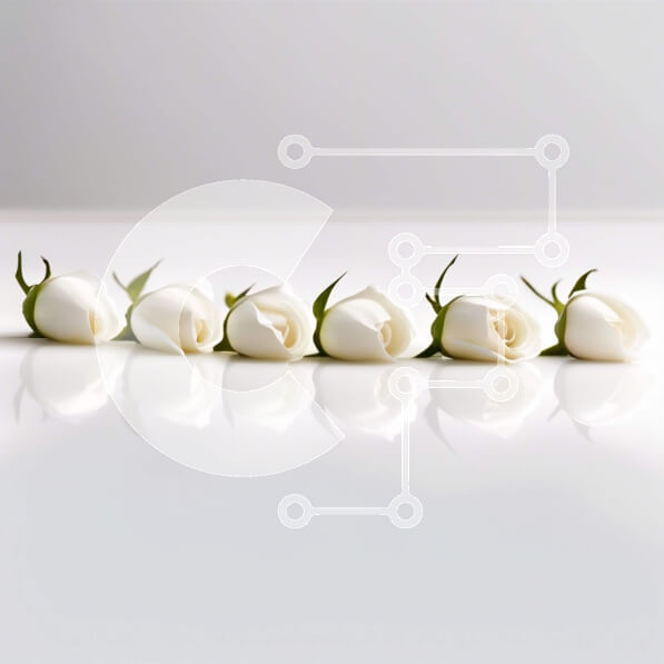 Intra Συλλεκτικό Ξύλινο Παζλ Plywood  4mm - Κομψή φωτογραφία πέντε λευκών τριαντάφυλλων σε σειρά Σε Ξύλινο Κουτί - Διαστάσεις Puzzle: 10x10 cm – 25 κομμάτια