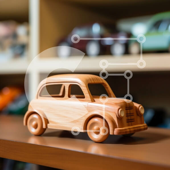 Intra Συλλεκτικό Ξύλινο Παζλ Plywood  4mm - Ξύλινο αυτοκίνητο στο ράφι με βιβλία Σε Ξύλινο Κουτί - Διαστάσεις: 10x10 cm – 25 κομμάτια