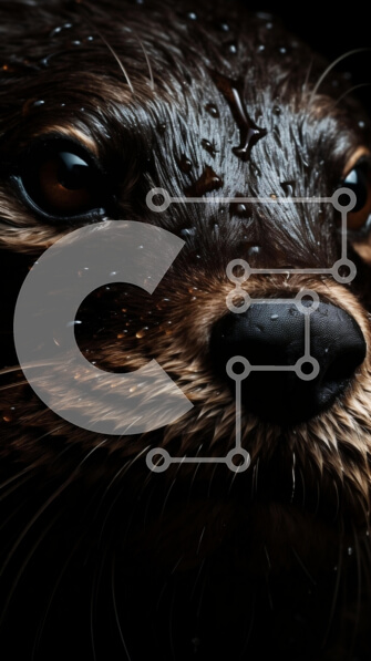 Σετ των 2 Intra Συλλεκτικό Ξύλινο Παζλ Plywood  4mm - Αξιολάτρευτο κοντινό πλάνο του προσώπου μιας θαλάσσιας βίδρας με σταγονίδια νερού Σε Ξύλινο Κουτί - Διαστάσεις: 10x10 cm – 25 κομμάτια