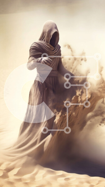 Σετ των 2 Intra Συλλεκτικό Ξύλινο Παζλ Plywood  4mm - Εκπληκτική εικόνα μιας γυναίκας που στέκεται στην έρημο στο ηλιοβασίλεμα Σε Ξύλινο Κουτί - Διαστάσεις: 10x10 cm – 25 κομμάτια