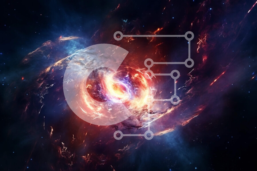 Intra Συλλεκτικό Ξύλινο Παζλ Plywood  4mm - Εκπληκτική εικόνα μιας πολύχρωμης μαύρης τρύπας στο διάστημα που περιβάλλεται από στροβιλιζόμενο αέριο και σκόνη Σε Ξύλινο Κουτί - Διαστάσεις Puzzle: 10x10 cm – 25 κομμάτια