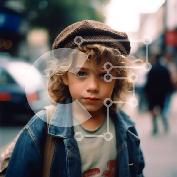 Intra Συλλεκτικό Ξύλινο Παζλ Plywood  4mm - Νεαρό αγόρι με καπέλο και σακάκι στην οδό της πόλης Σε Ξύλινο Κουτί - Διαστάσεις Puzzle: 10x10 cm – 25 κομμάτια