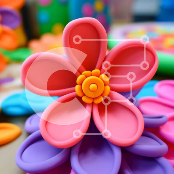 Intra Συλλεκτικό Ξύλινο Παζλ Plywood  4mm - Πολύχρωμο πλαστικό λουλούδι Σε Ξύλινο Κουτί - Διαστάσεις: 10x10 cm – 25 κομμάτια