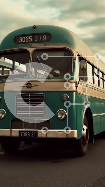 Intra Συλλεκτικό Ξύλινο Παζλ Plywood  4mm - Vintage λεωφορείο παρκαρισμένο στην άκρη του δρόμου Σε Ξύλινο Κουτί - Διαστάσεις Puzzle: 10x10 cm – 25 κομμάτια