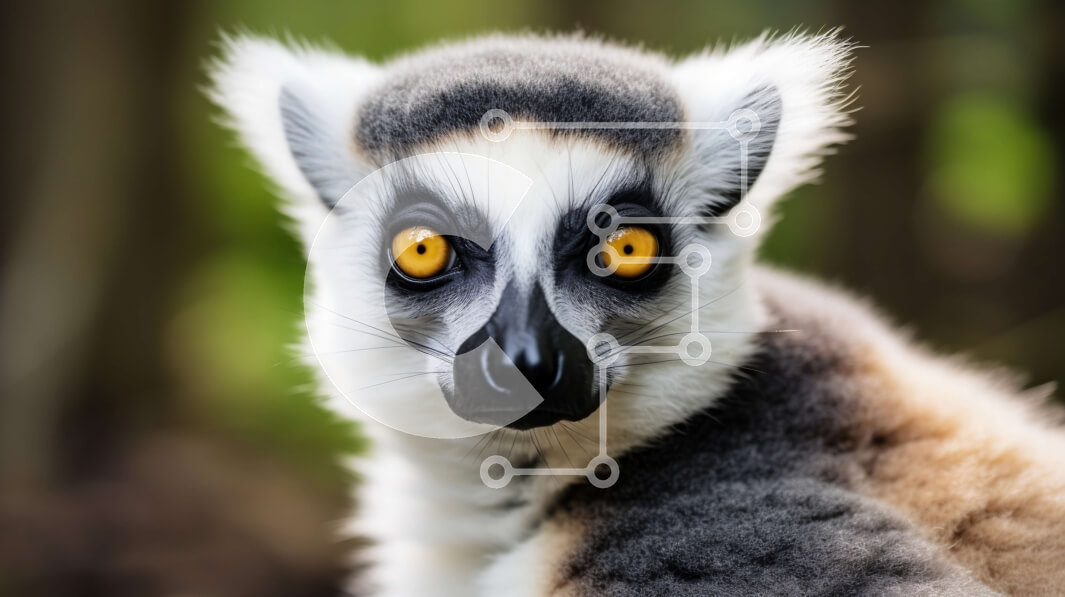 Intra Συλλεκτικό Ξύλινο Παζλ Plywood  4mm - Κοντινό πλάνο του προσώπου του Λεμούριου με περίεργη έκφραση Σε Ξύλινο Κουτί - Διαστάσεις: 10x10 cm – 25 κομμάτια