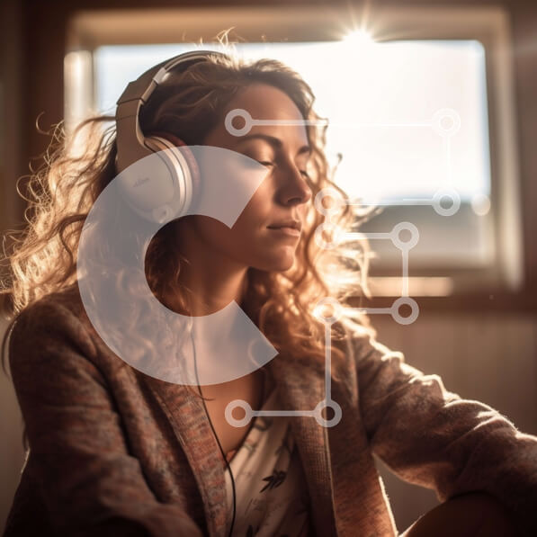 Intra Συλλεκτικό Ξύλινο Παζλ Plywood  4mm - Γυναίκα που απολαμβάνει τη μουσική με το φως του ήλιου μέσα από το παράθυρο Σε Ξύλινο Κουτί - Διαστάσεις Puzzle: 10x10 cm – 25 κομμάτια