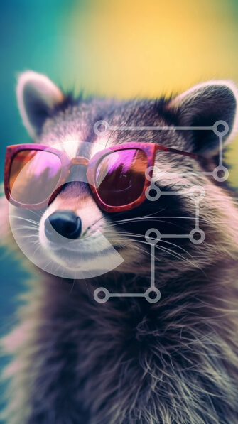 Σετ των 2 Intra Συλλεκτικό Ξύλινο Παζλ Plywood  4mm - Χαριτωμένο ρακούν που φορά ροζ γυαλιά ηλίου Σε Ξύλινο Κουτί - Διαστάσεις: 10x10 cm – 25 κομμάτια