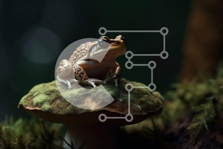 Σετ των 2 Intra Συλλεκτικό Ξύλινο Παζλ Plywood  4mm - Αξιολάτρευτη εικόνα του μικρού καφέ βάτραχου στο μανιτάρι Σε Ξύλινο Κουτί - Διαστάσεις: 10x10 cm – 25 κομμάτια