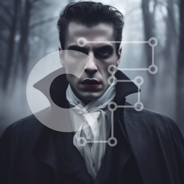 Intra Συλλεκτικό Ξύλινο Παζλ Plywood  4mm - Mysterious Man in Dark Forest με κόκκινο κραγιόν και μαύρο eyeliner Σε Ξύλινο Κουτί - Διαστάσεις Puzzle: 10x10 cm – 25 κομμάτια