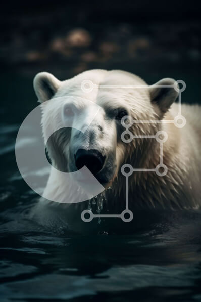 Σετ των 2 Intra Συλλεκτικό Ξύλινο Παζλ Plywood  4mm - Εκπληκτική εικόνα μιας πολικής αρκούδας που κολυμπά στο νερό Σε Ξύλινο Κουτί - Διαστάσεις: 10x10 cm – 25 κομμάτια