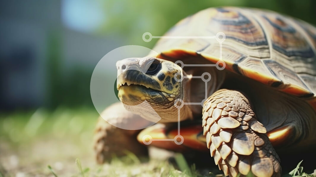 Σετ των 2 Intra Συλλεκτικό Ξύλινο Παζλ Plywood  4mm - Χελώνα που κάθεται στο γρασίδι στον κήπο Σε Ξύλινο Κουτί - Διαστάσεις: 10x10 cm – 25 κομμάτια