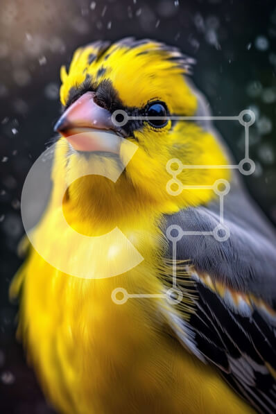 Σετ των 2 Intra Συλλεκτικό Ξύλινο Παζλ Plywood  4mm - Κίτρινο πουλί με μαύρες κηλίδες στη μέση της πτήσης Σε Ξύλινο Κουτί - Διαστάσεις: 10x10 cm – 25 κομμάτια