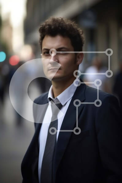 Intra Συλλεκτικό Ξύλινο Παζλ Plywood  4mm - Επιχειρηματίας που κοιτάζει μπροστά στην πολυσύχναστη οδό της πόλης Σε Ξύλινο Κουτί - Διαστάσεις Puzzle: 10x10 cm – 25 κομμάτια