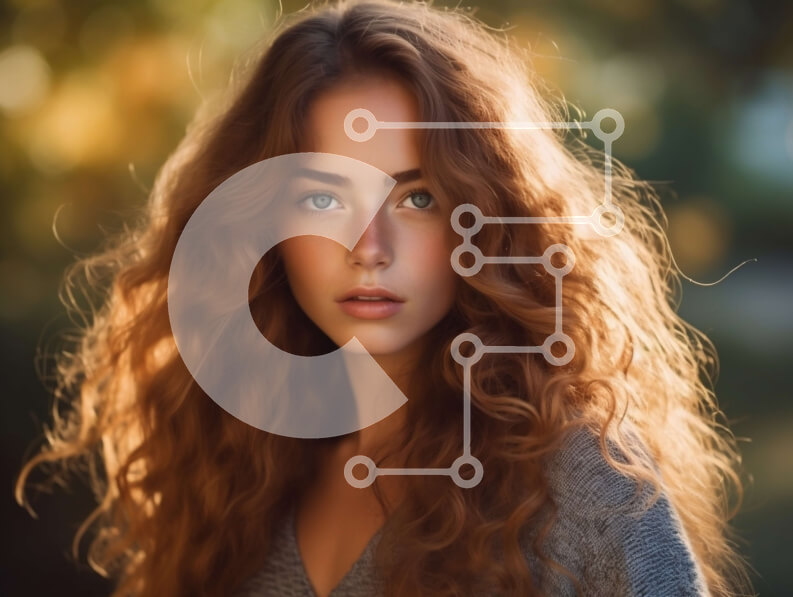 Intra Συλλεκτικό Ξύλινο Παζλ Plywood  4mm - Εκπληκτικό πορτρέτο μιας νεαρής γυναίκας με σγουρά κόκκινα μαλλιά Σε Ξύλινο Κουτί - Διαστάσεις Puzzle: 10x10 cm – 25 κομμάτια