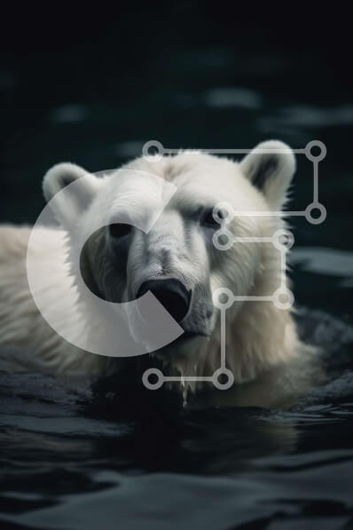 Σετ των 2 Intra Συλλεκτικό Ξύλινο Παζλ Plywood  4mm - Εκπληκτική εικόνα μιας λευκής πολικής αρκούδας που κολυμπά στο νερό Σε Ξύλινο Κουτί - Διαστάσεις: 10x10 cm – 25 κομμάτια