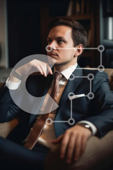 Intra Συλλεκτικό Ξύλινο Παζλ Plywood  4mm - Σοβαρός άνδρας με καφέ κοστούμι που κάθεται στην καρέκλα Σε Ξύλινο Κουτί - Διαστάσεις Puzzle: 10x10 cm – 25 κομμάτια