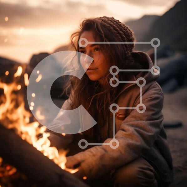 Intra Συλλεκτικό Ξύλινο Παζλ Plywood  4mm - Όμορφη εικόνα μιας φωτιάς σε μια βραχώδη παραλία στο ηλιοβασίλεμα Σε Ξύλινο Κουτί - Διαστάσεις: 10x10 cm – 25 κομμάτια