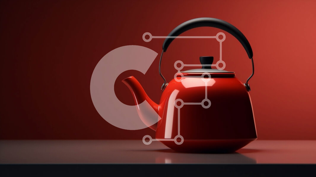 Intra Συλλεκτικό Ξύλινο Παζλ Plywood  4mm - Κόκκινο βραστήρα σε μαύρη επιφάνεια Σε Ξύλινο Κουτί - Διαστάσεις Puzzle: 10x10 cm – 25 κομμάτια