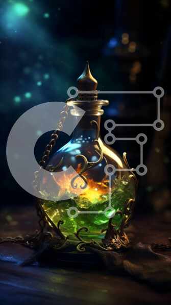 Intra Συλλεκτικό Ξύλινο Παζλ Plywood  4mm - Πράσινο υγρό μπουκάλι με την αλυσίδα ﾖ Φωτογραφία Αρχείου Σε Ξύλινο Κουτί - Διαστάσεις: 10x10 cm – 25 κομμάτια