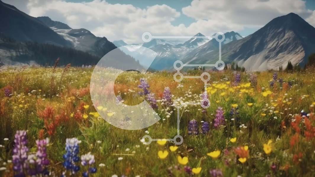 Intra Συλλεκτικό Ξύλινο Παζλ Plywood  4mm - Εκπληκτική εικόνα ενός λιβαδιού με μια ποικιλία από αγριολούλουδα και βουνά στο φόντο Σε Ξύλινο Κουτί - Διαστάσεις: 10x10 cm – 25 κομμάτια