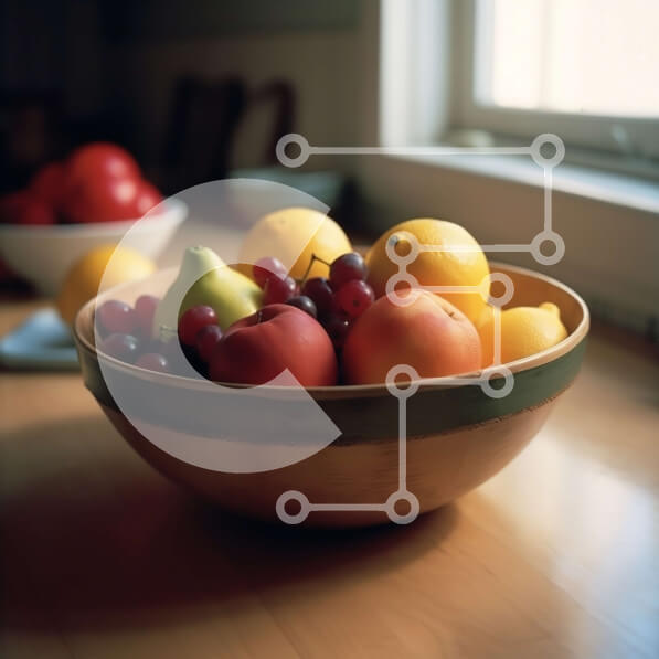 Σετ των 2 Intra Συλλεκτικό Ξύλινο Παζλ Plywood  4mm - Μπολ με φρέσκα φρούτα σε ξύλινο τραπέζι με φόντο παράθυρο Σε Ξύλινο Κουτί - Διαστάσεις: 10x10 cm – 25 κομμάτια