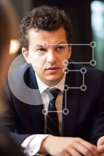 Intra Συλλεκτικό Ξύλινο Παζλ Plywood  4mm - Σοβαρός επιχειρηματίας που κρατά σημειώσεις σε μια επαγγελματική συνάντηση Σε Ξύλινο Κουτί - Διαστάσεις Puzzle: 10x10 cm – 25 κομμάτια