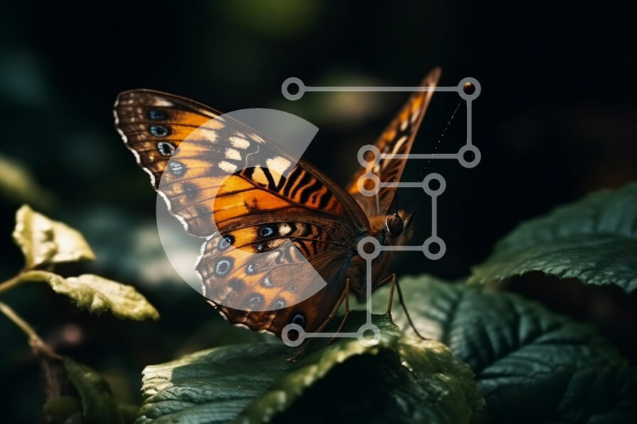 Intra Συλλεκτικό Ξύλινο Παζλ Plywood  4mm - Εκπληκτική εικόνα από κοντά της πεταλούδας στο σκοτεινό δάσος Σε Ξύλινο Κουτί - Διαστάσεις: 10x10 cm – 25 κομμάτια