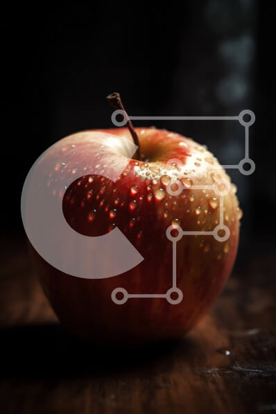 Σετ των 2 Intra Συλλεκτικό Ξύλινο Παζλ Plywood  4mm - Φρέσκο ​​μήλο με σταγονίδια νερού σε ένα ξύλινο τραπέζι Σε Ξύλινο Κουτί - Διαστάσεις: 10x10 cm – 25 κομμάτια