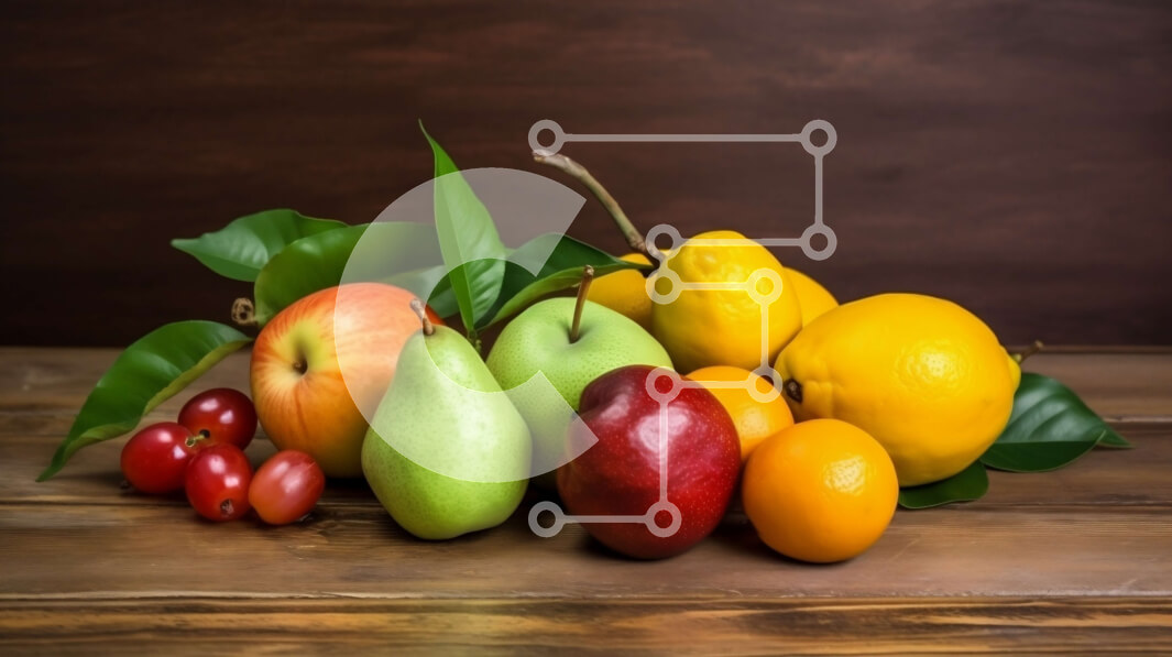 Σετ των 2 Intra Συλλεκτικό Ξύλινο Παζλ Plywood  4mm - Σύνθεση με φρέσκα φρούτα σε ρουστίκ ξύλινο τραπέζι Σε Ξύλινο Κουτί - Διαστάσεις: 10x10 cm – 25 κομμάτια