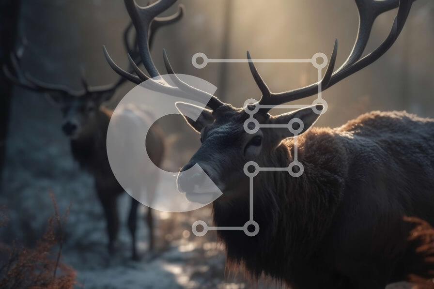 Intra Συλλεκτικό Ξύλινο Παζλ Plywood  4mm - Όμορφη εικόνα της Άλκης σε ένα χιονισμένο δάσος Σε Ξύλινο Κουτί - Διαστάσεις: 10x10 cm – 25 κομμάτια