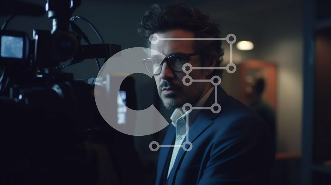 Intra Συλλεκτικό Ξύλινο Παζλ Plywood  4mm - Επιχειρηματίας που μιλά μπροστά από μια κάμερα με σοβαρή έκφραση Σε Ξύλινο Κουτί - Διαστάσεις Puzzle: 10x10 cm – 25 κομμάτια