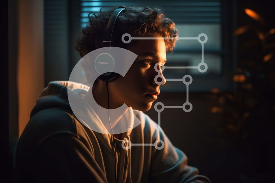 Intra Συλλεκτικό Ξύλινο Παζλ Plywood  4mm - Νεαρός άνδρας με τα ακουστικά που κοιτάζει έξω από το παράθυρο Στοκ Φωτογραφία Σε Ξύλινο Κουτί - Διαστάσεις Puzzle: 10x10 cm – 25 κομμάτια