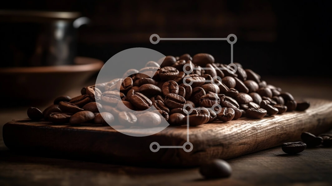 Σετ των 2 Intra Συλλεκτικό Ξύλινο Παζλ Plywood  4mm - Γκρο πλαν φωτογραφία των καβουρδισμένων κόκκων καφέ σε μια ξύλινη σανίδα Σε Ξύλινο Κουτί - Διαστάσεις: 10x10 cm – 25 κομμάτια