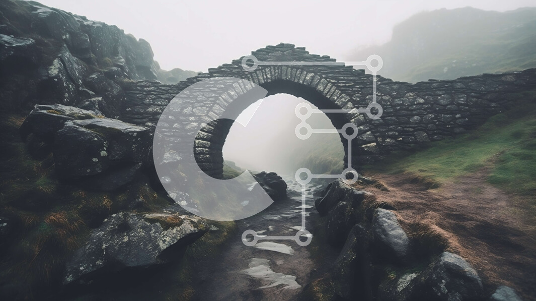 Intra Συλλεκτικό Ξύλινο Παζλ Plywood  4mm - Μυστηριώδης πέτρινη αψίδα κρυμμένη στα βουνά Σε Ξύλινο Κουτί - Διαστάσεις: 10x10 cm – 25 κομμάτια