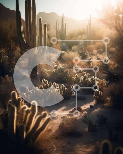 Intra Συλλεκτικό Ξύλινο Παζλ Plywood  4mm - Εκπληκτική εικόνα του τοπίου της ερήμου με κάκτους και βουνά στο ηλιοβασίλεμα Σε Ξύλινο Κουτί - Διαστάσεις: 10x10 cm – 25 κομμάτια