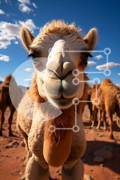 Σετ των 2 Intra Συλλεκτικό Ξύλινο Παζλ Plywood  4mm - Σαγηνευτική κοντινή πλάνο του προσώπου μιας καμήλας με περίεργη έκφραση Σε Ξύλινο Κουτί - Διαστάσεις: 10x10 cm – 25 κομμάτια