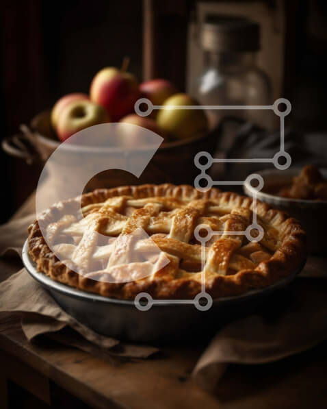 Σετ των 2 Intra Συλλεκτικό Ξύλινο Παζλ Plywood  4mm - Νόστιμη εικόνα από φρεσκοψημένη μηλόπιτα με παγωτό βανίλια Σε Ξύλινο Κουτί - Διαστάσεις: 10x10 cm – 25 κομμάτια