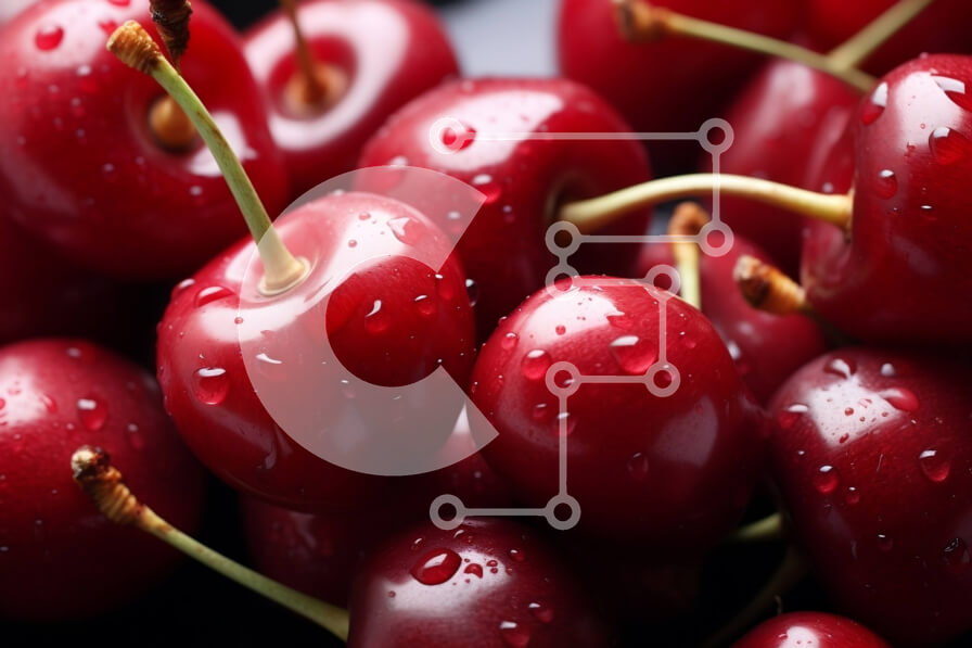 Σετ των 2 Intra Συλλεκτικό Ξύλινο Παζλ Plywood  4mm - Ομάδα κόκκινων κερασιών με σταγονίδια νερού Σε Ξύλινο Κουτί - Διαστάσεις: 10x10 cm – 25 κομμάτια