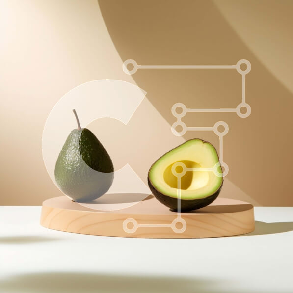 Σετ των 2 Intra Συλλεκτικό Ξύλινο Παζλ Plywood  4mm - Φρέσκα μισά αβοκάντο σε ξύλινη σανίδα κοπής Σε Ξύλινο Κουτί - Διαστάσεις: 10x10 cm – 25 κομμάτια