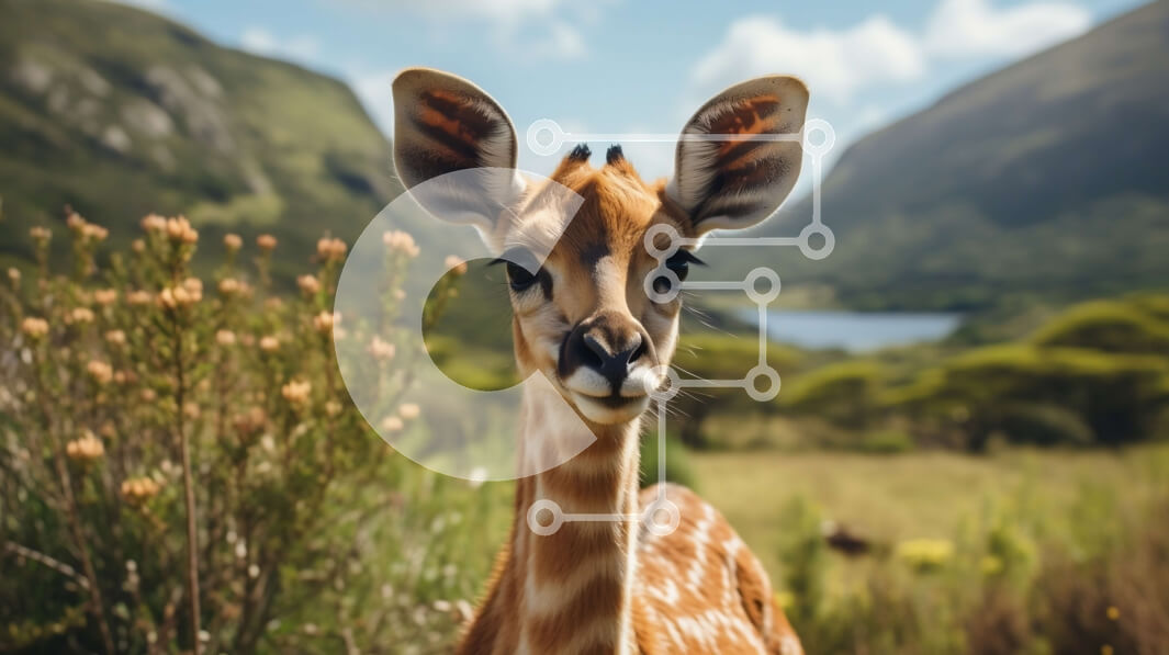 Σετ των 2 Intra Συλλεκτικό Ξύλινο Παζλ Plywood  4mm - Μωρό αντιλόπη σε ένα χορταριασμένο χωράφι με βουνά Σε Ξύλινο Κουτί - Διαστάσεις: 10x10 cm – 25 κομμάτια