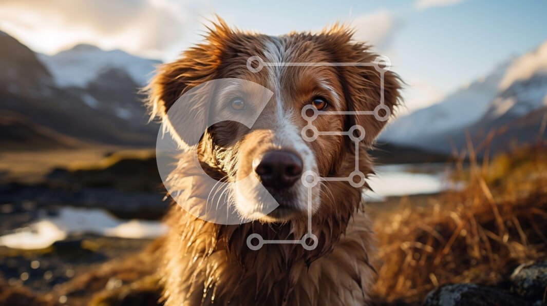 Σετ των 2 Intra Συλλεκτικό Ξύλινο Παζλ Plywood  4mm - Καφέ σκυλί με βρεγμένο τρίχωμα σε βραχώδες έδαφος Σε Ξύλινο Κουτί - Διαστάσεις: 10x10 cm – 25 κομμάτια