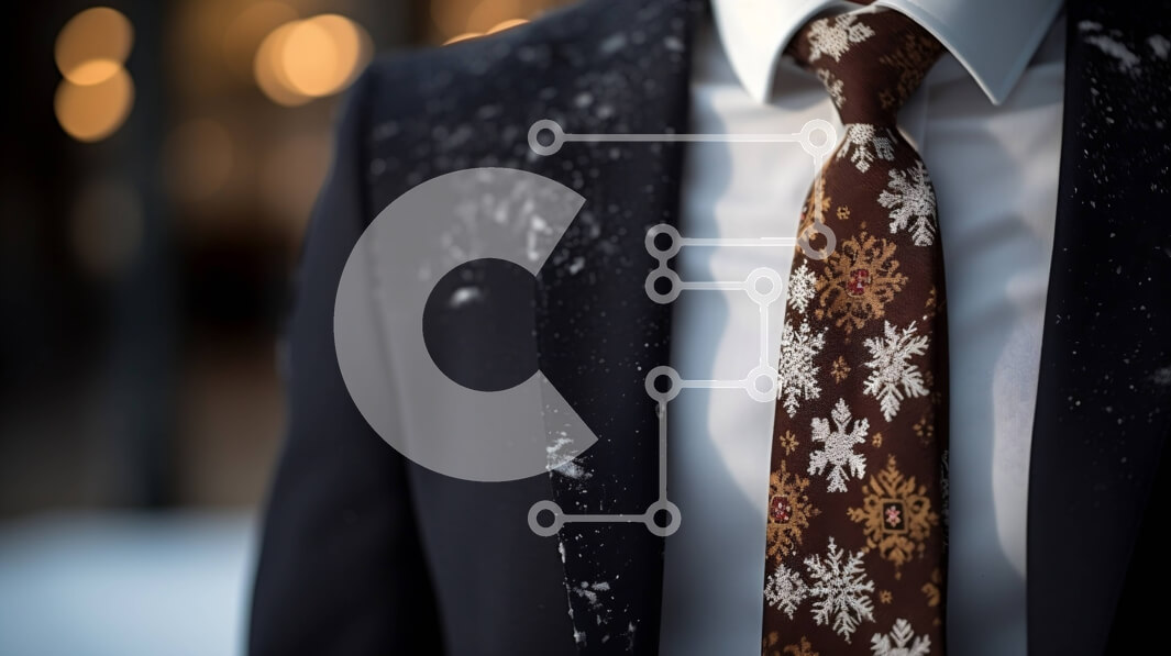 Intra Συλλεκτικό Ξύλινο Παζλ Plywood  4mm - Άνδρας με κοστούμι και γραβάτα με νιφάδες χιονιού να πέφτουν Σε Ξύλινο Κουτί - Διαστάσεις Puzzle: 10x10 cm – 25 κομμάτια