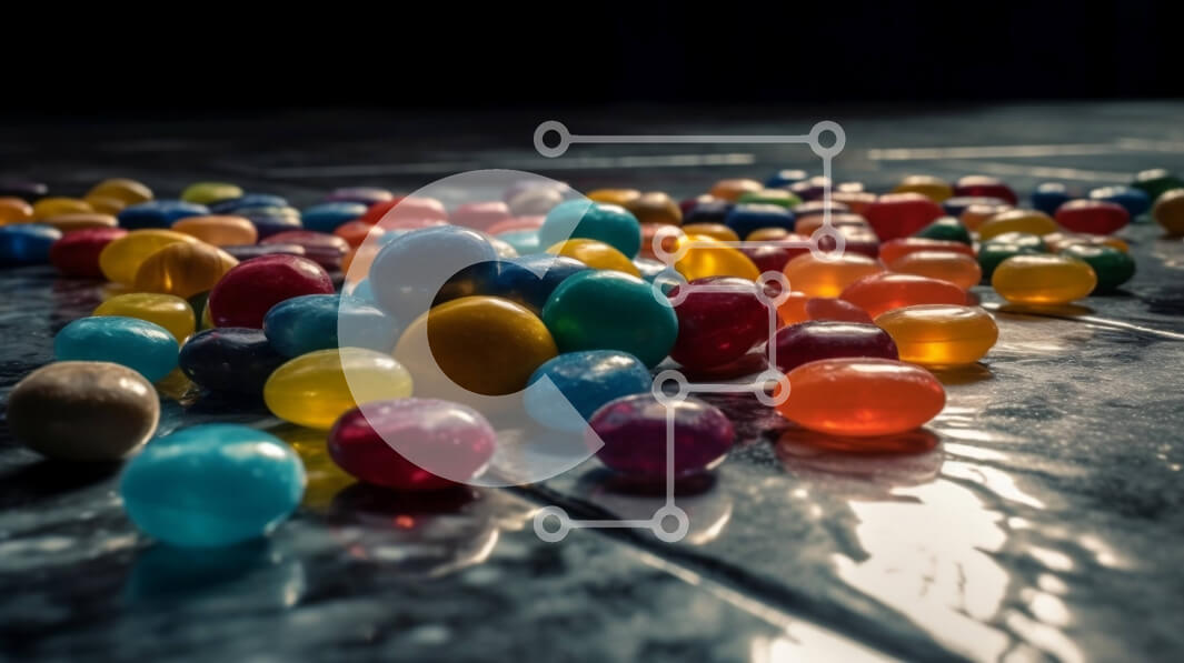 Σετ των 2 Intra Συλλεκτικό Ξύλινο Παζλ Plywood  4mm - Ζωντανά και νόστιμα Gummy Bears σε μια σκοτεινή επιφάνεια Σε Ξύλινο Κουτί - Διαστάσεις: 10x10 cm – 25 κομμάτια