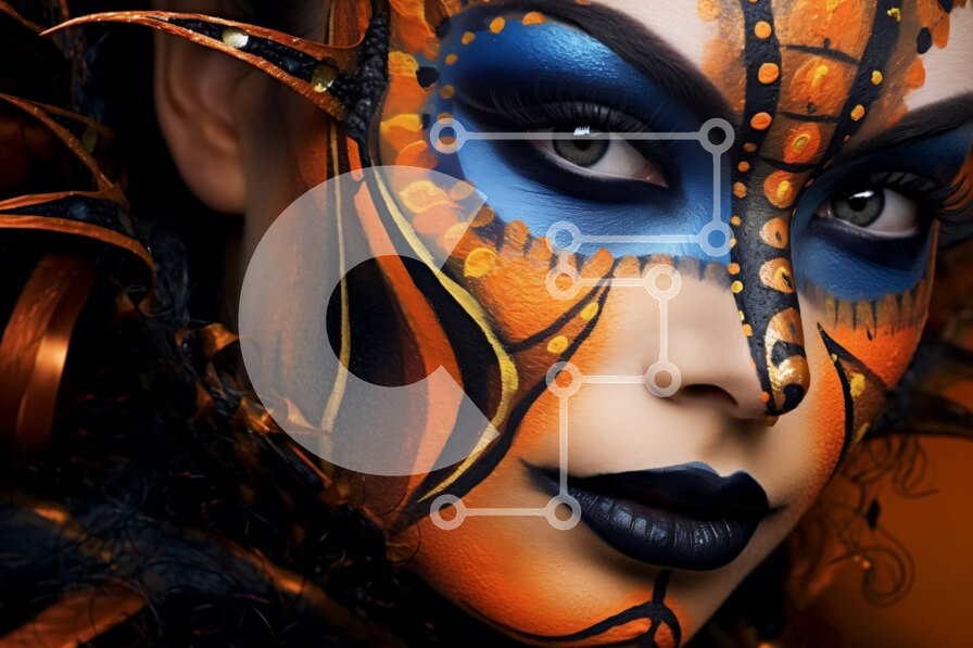 Intra Συλλεκτικό Ξύλινο Παζλ Plywood  4mm - Περίτεχνα ζωγραφισμένη γυναίκα με κέρατα και δαχτυλίδι στη μύτη Σε Ξύλινο Κουτί - Διαστάσεις Puzzle: 10x10 cm – 25 κομμάτια