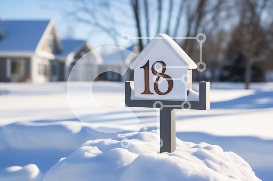 Intra Συλλεκτικό Ξύλινο Παζλ Plywood  4mm - Χιονισμένο σπίτι με τον αριθμό 18 Σε Ξύλινο Κουτί - Διαστάσεις Puzzle: 10x10 cm – 25 κομμάτια